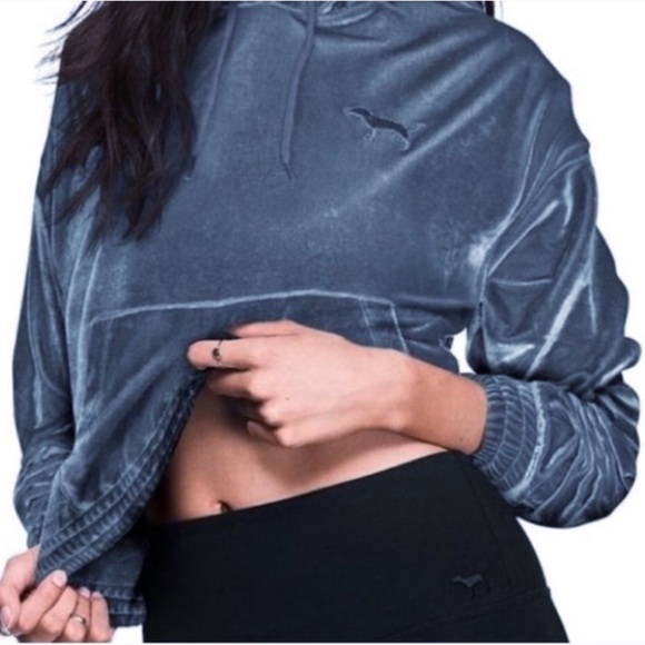 PINK Victoria's Secret Tops - Pink Victoria’s Secret Velour Cropped Hoodie